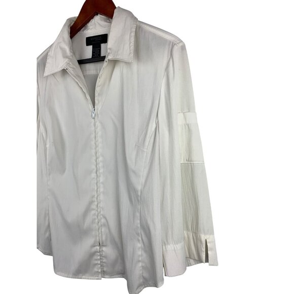 Vintage Express Womens White Stretch Blouse Size 9/10 - Picture 3 of 5